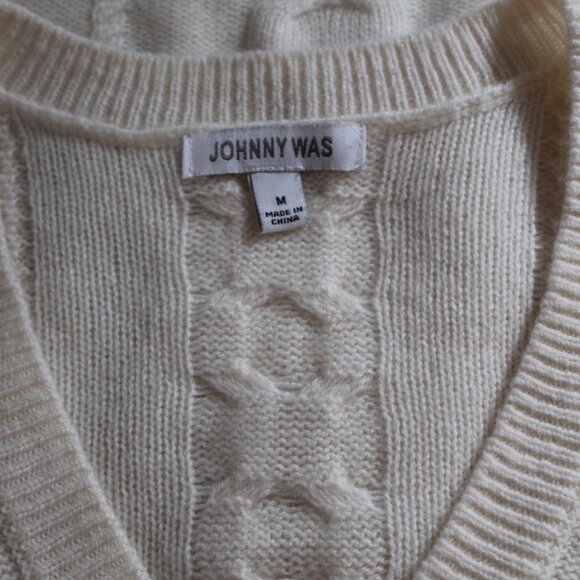 Johnny Was Biya JWLA Embroidered V-Neck Sweater Pullover Wool Cashmere M - Picture 6 of 7
